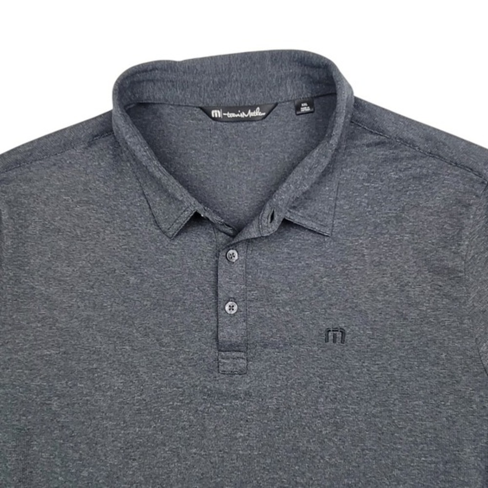 TravisMathew Mens XXL Charcoal Grey Heathered Short Sleeve Golf Polo Shirt